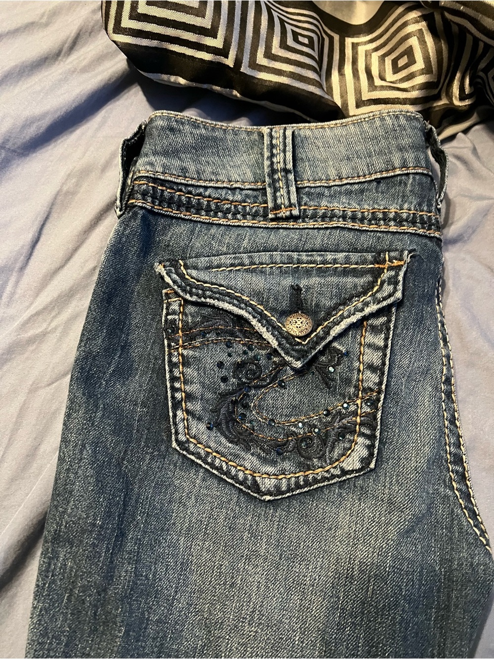 Silver Jeans Medium Blue Bootcut Jeans with Contrast Stitching
